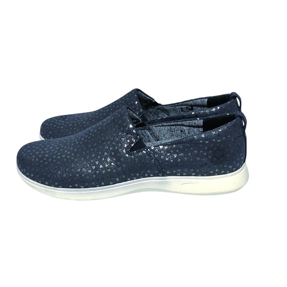 Klogs Women's Leena Slip On Shoes Leather Navy Iridescent Heart Dot Print 11 - Picture 2 of 8